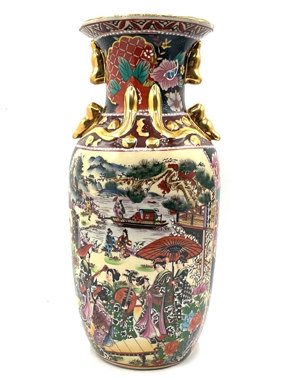Japan porcelain ceramic Satsuma  Vase   12"